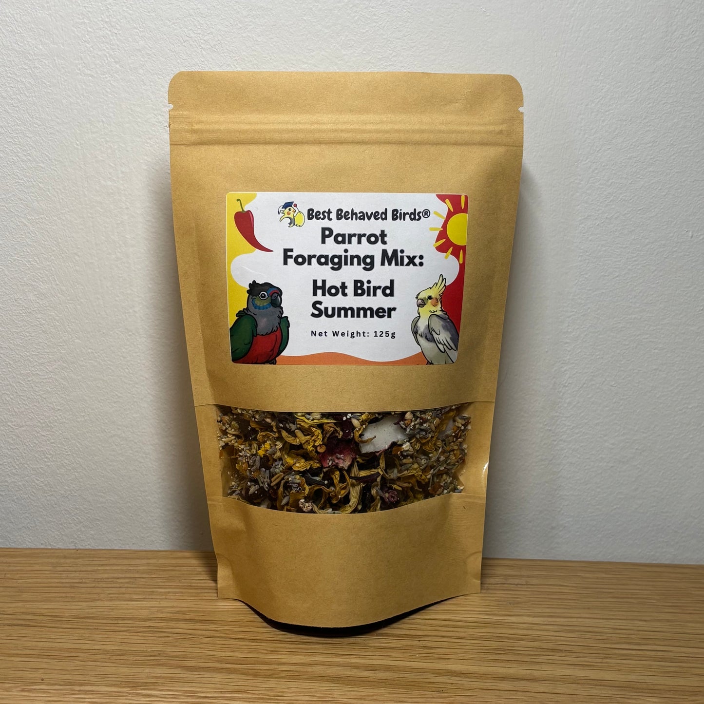 Parrot Foraging Mix: Hot Bird Summer - Limited Edition 125g - Best Behaved Birds
