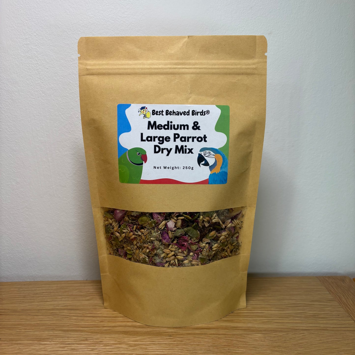 Medium & Large Parrot Dry Mix 250g - Best Behaved Birds