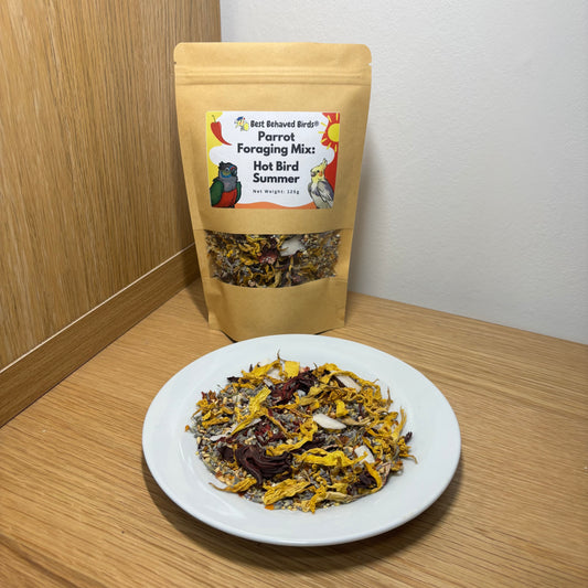 Parrot Foraging Mix: Hot Bird Summer - Limited Edition 125g - Best Behaved Birds